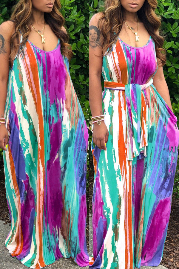 

lovely Bohemian Tie-dye Purple Maxi Dress