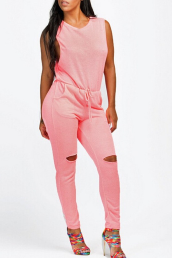 

lovely Casual Hollow-out Pink One-piece Jumpsuit