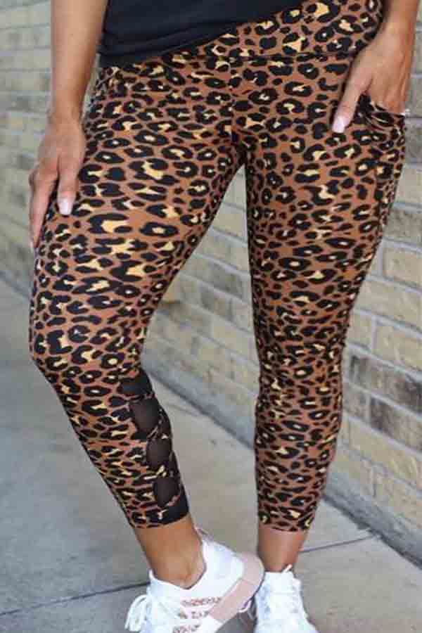 

lovely Casual Print Brown Pants
