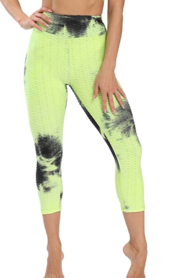 

lovely Sportswear Tie-dye Green Leggings