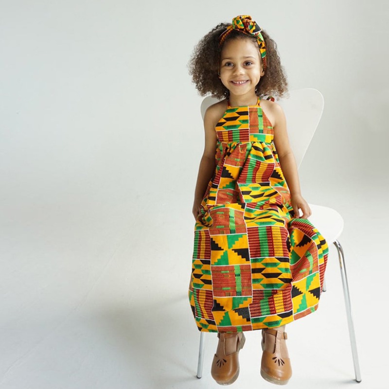 

lovely Bohemian Spaghetti Print Multicolor Girls Dress, Multi