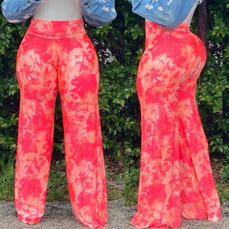 

lovely Casual Tie-dye Print Pink Pants