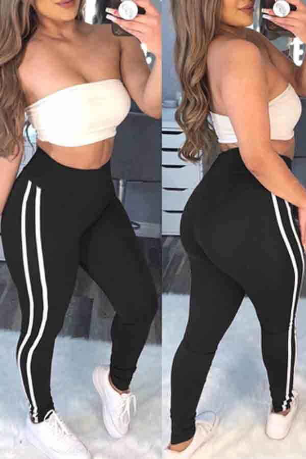 

lovely Sportswear Patchwork Black Pants