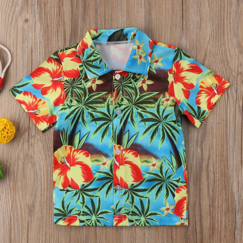 

lovely Bohemian Plants Print Green Boy Shirt