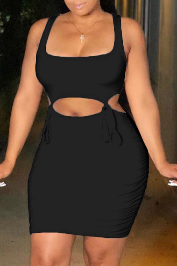 

lovely Sexy Bandage Design Black Mini Dress