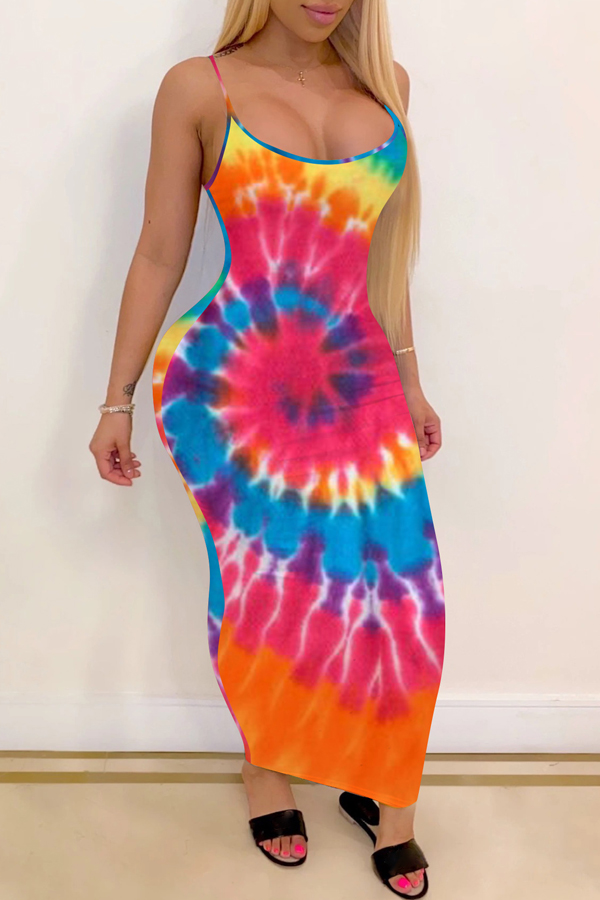 

lovely Casual Tie-dye Multicolor Ankle Length Dress, Multi