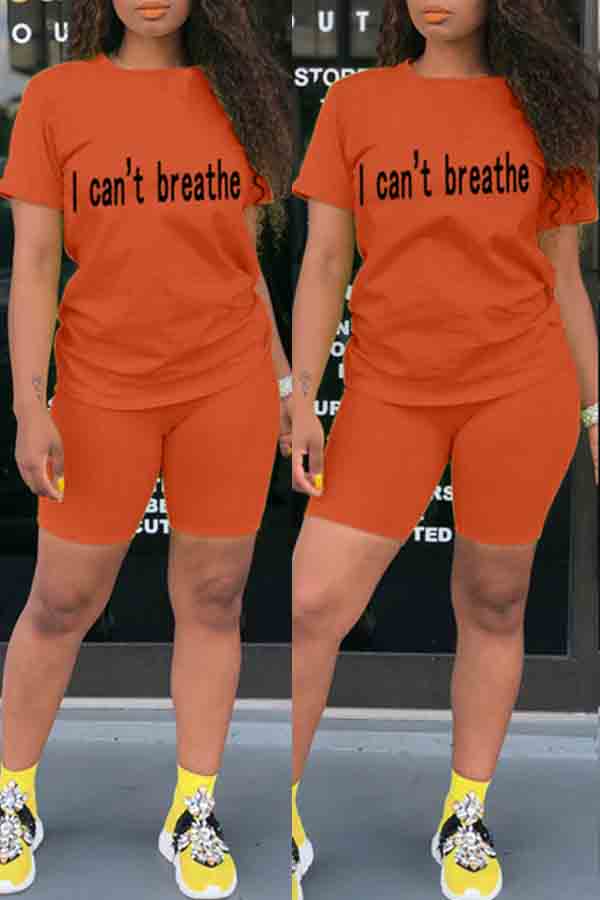 

lovely Leisure Letter Print Jacinth Two-piece Shorts Set