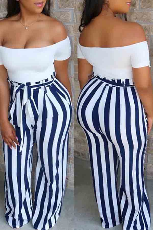 

lovely Stylish Striped Blue Pants