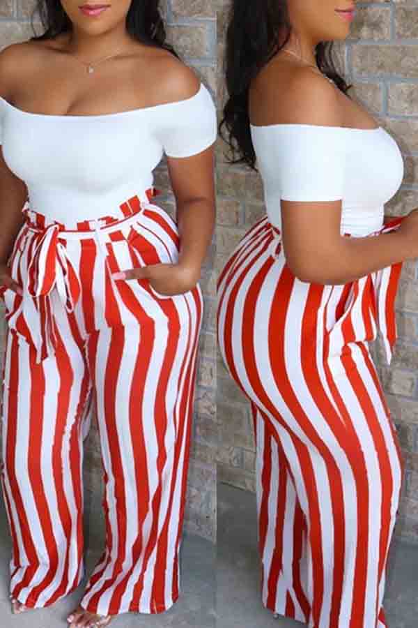 

lovely Stylish Striped Red Pants