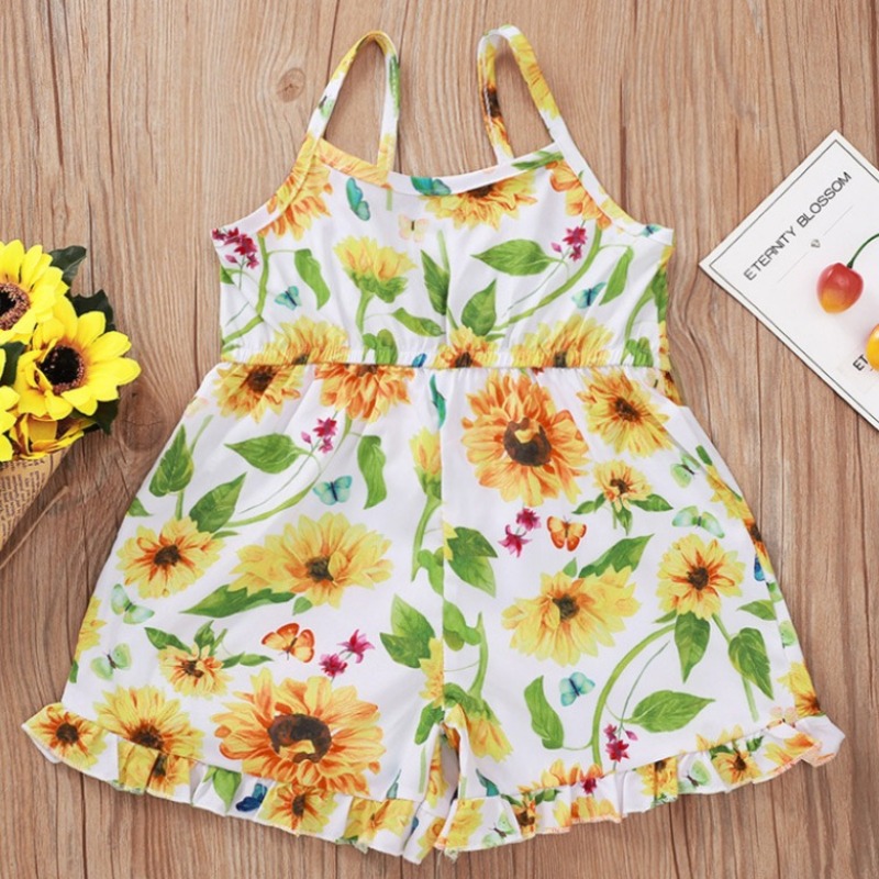 

lovely Trendy Plants Print White Girl One-piece Romper