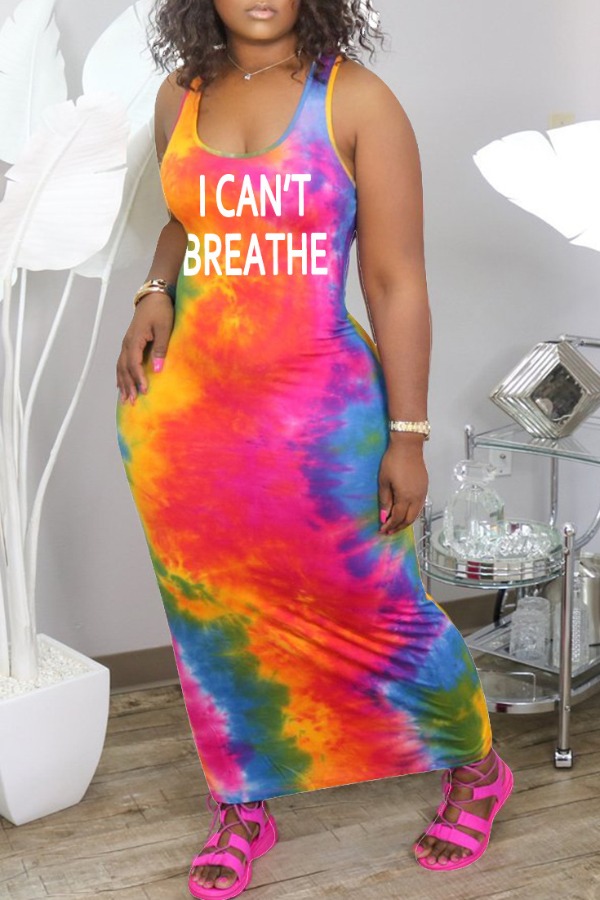 

Lovely Trendy Tie-dye Multicolor Ankle Length Dress, Multi