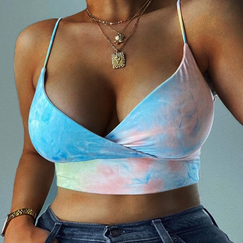 

Lovely Sexy Tie-dye Blue Camisole