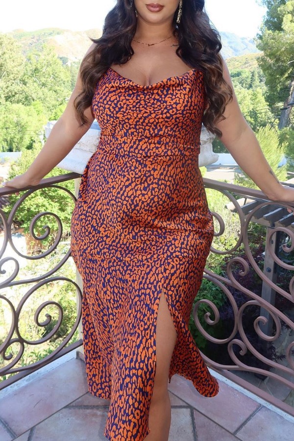 

lovely Sexy Print Croci Mid Calf Dress