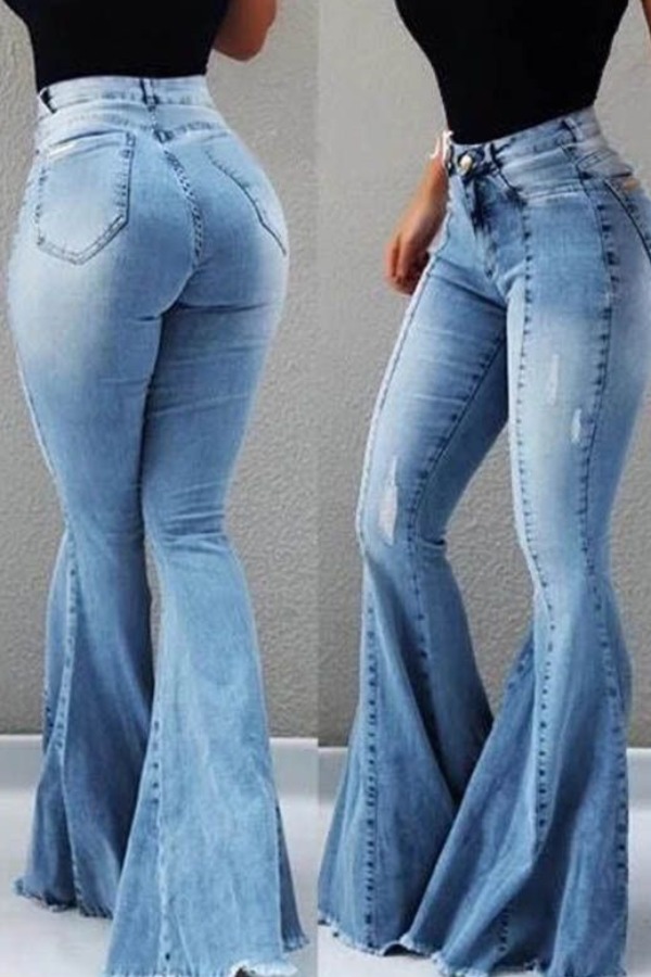 

lovely Stylish Flared Baby Blue Jeans
