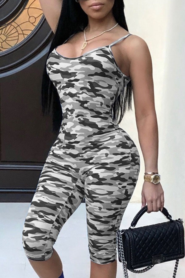 

lovely Stylish Camo Print Grey One-piece Jumpsuit
