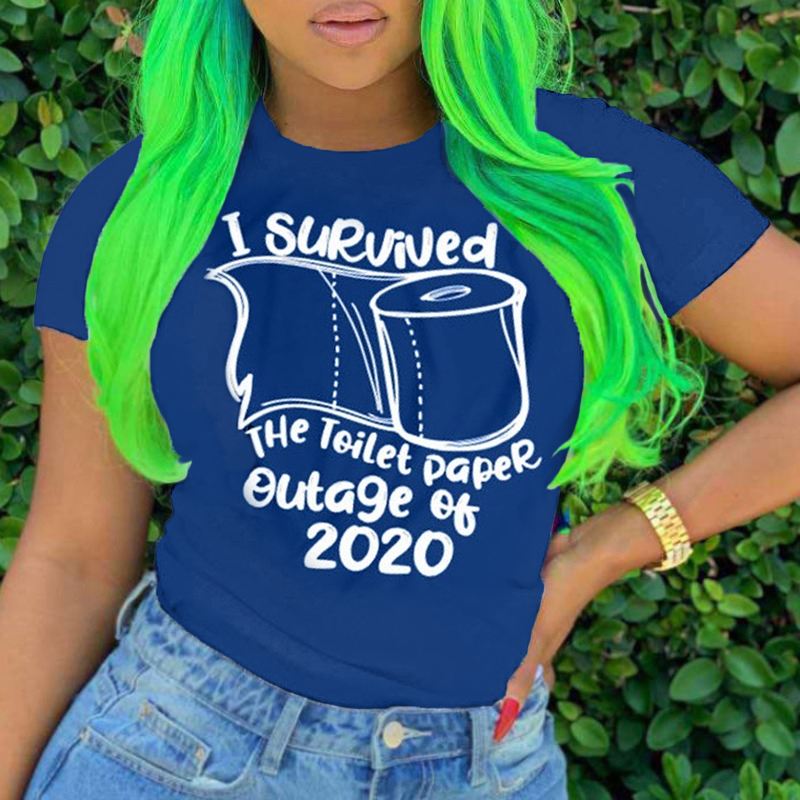 

lovely Leisure O Neck Letter Print Blue T-shirt