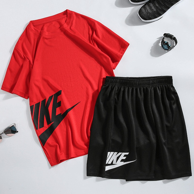 

Men Lovely Sportswear Letter Red Men Two-piece Shorts Set