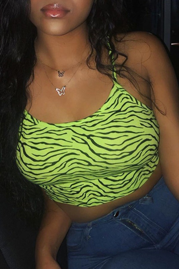 

lovely Trendy Print Green Camisole