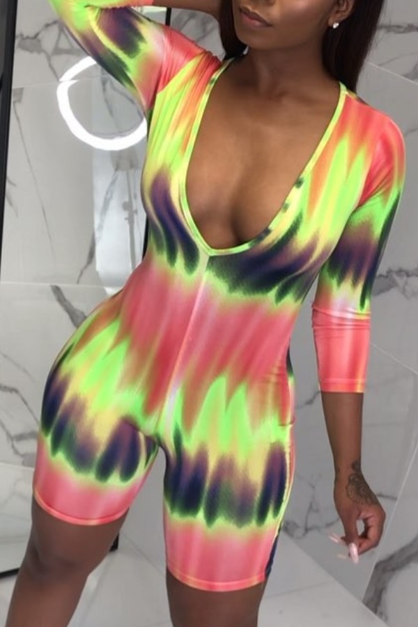 

lovely Stylish Tie-dye Multicolor One-piece Romper, Multi