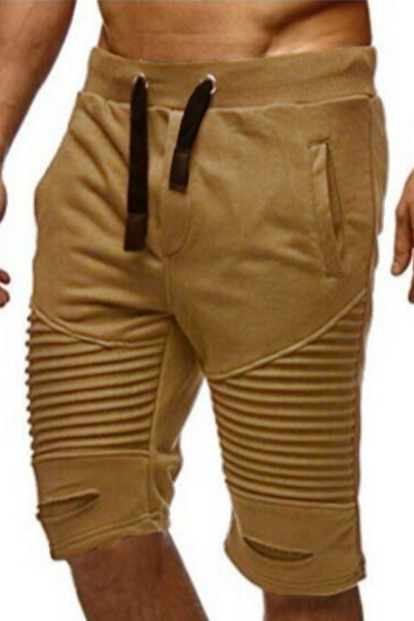 

Men lovely Sportswear Patchwork Khaki Shorts