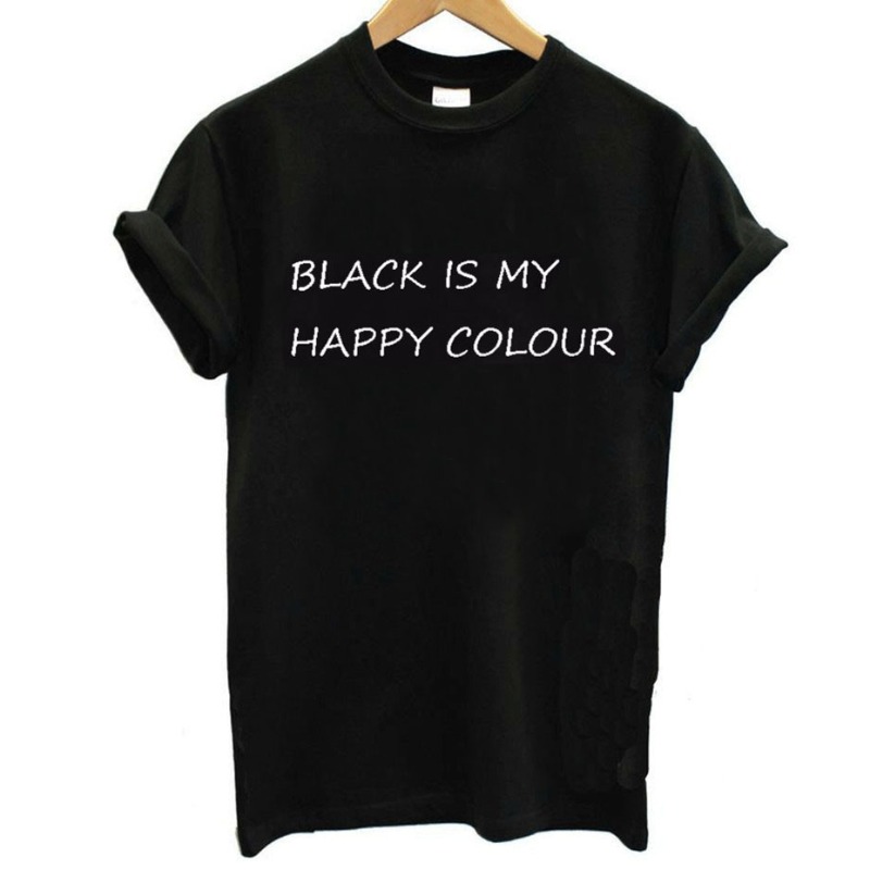

lovely Casual O Neck Letter Print Black T-shirt