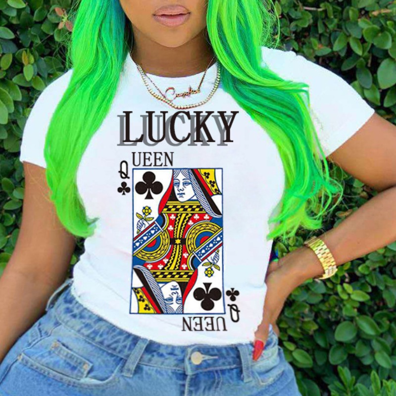 

Lovely Casual O Neck Print Pure White Plus Size T-shirt