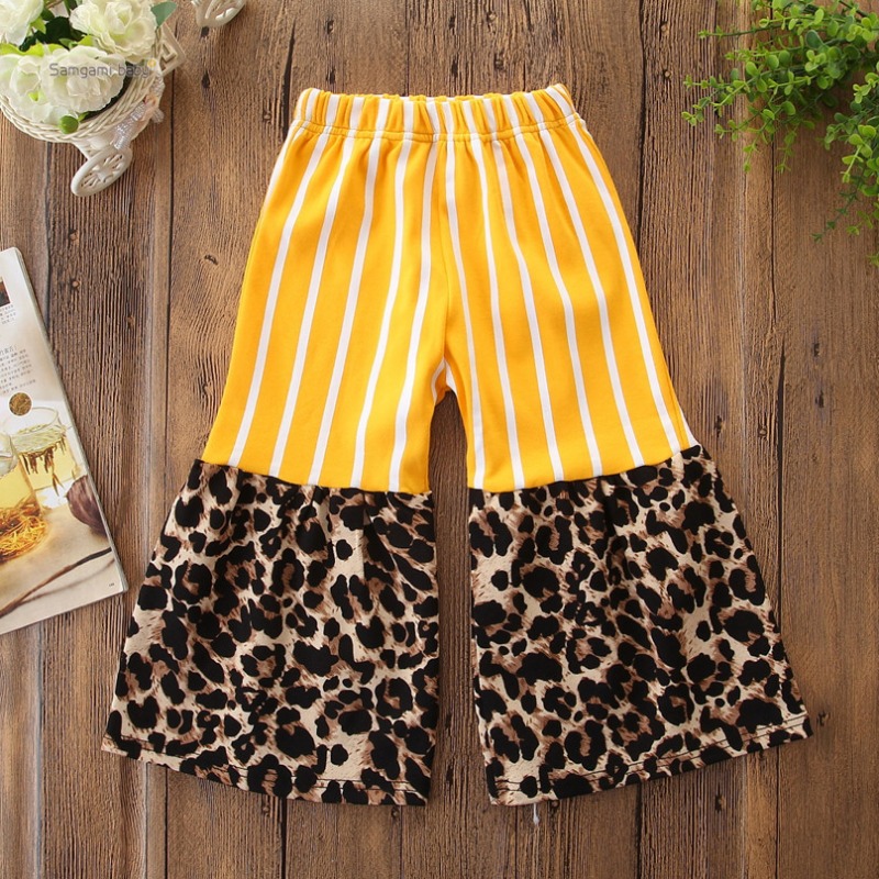 

lovely Trendy Striped Patchwork Yellow Girl Pants
