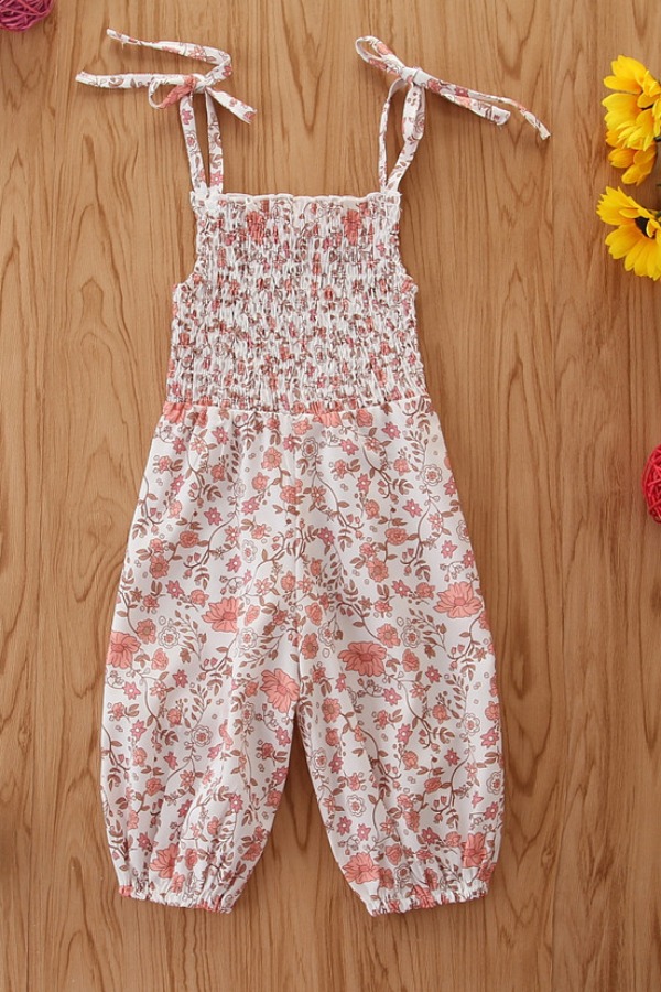 

lovely Stylish Floral Print White Girl One-piece Jumpsuit