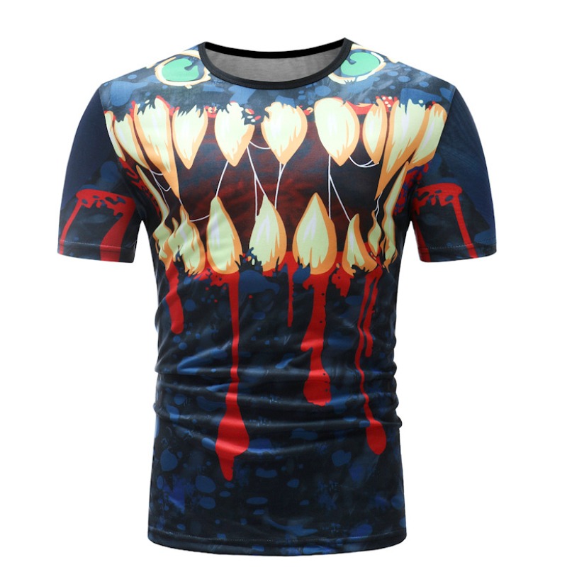 

Lovely Casual O Neck Print Blue T-shirt