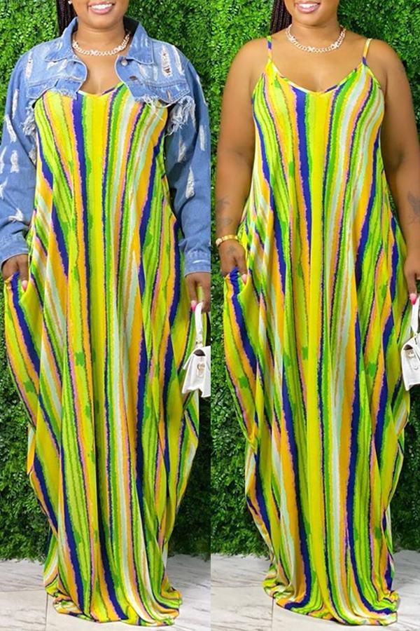 bohemian striped maxi dress