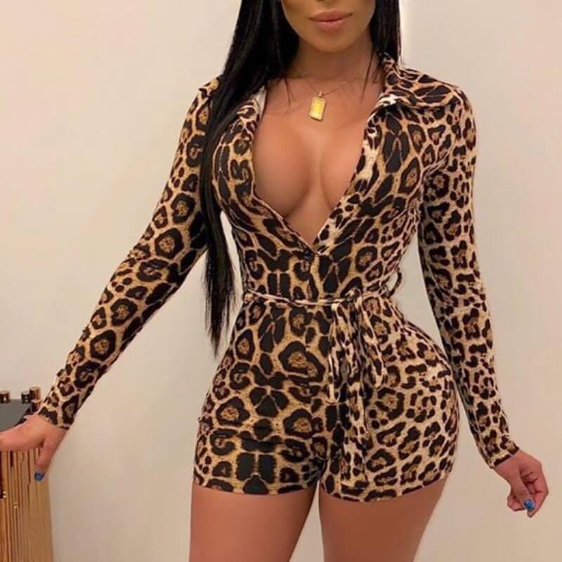 

lovely Sexy Leopard Print One-piece Romper