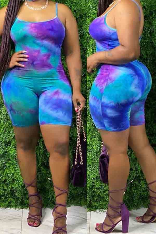

lovely Stylish Tie-dye Blue One-piece Romper