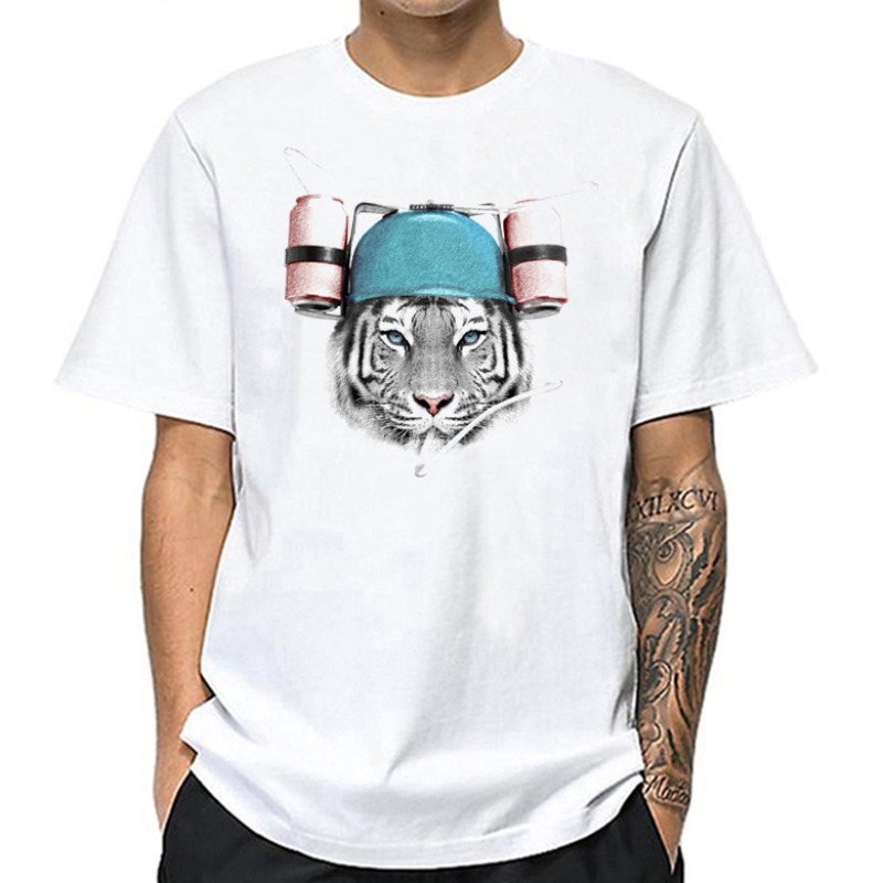 

lovely Leisure O Neck Print White T-shirt