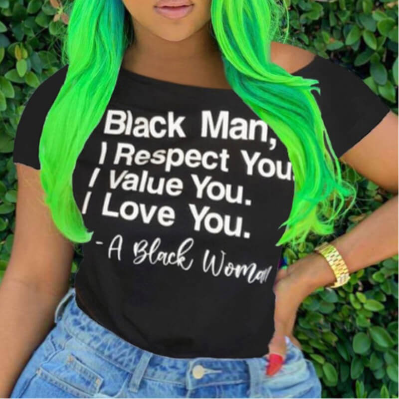 

Lovely Casual O Neck Letter Print Black Plus Size T-shirt