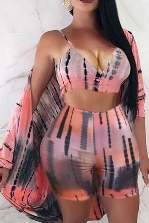 

LW Tie-dye Pink Three-piece Swimsuit