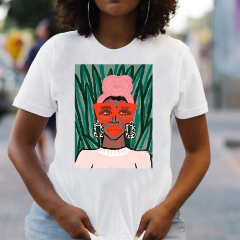 

lovely Street O Neck Print White Plus Size T-shirt