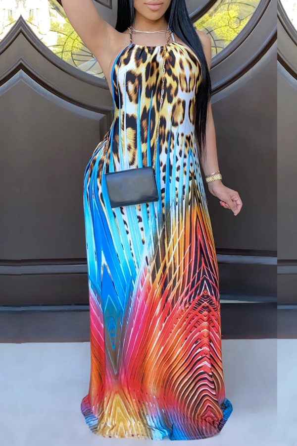 

lovely Bohemian Print Multicolor Maxi Dress, Multi