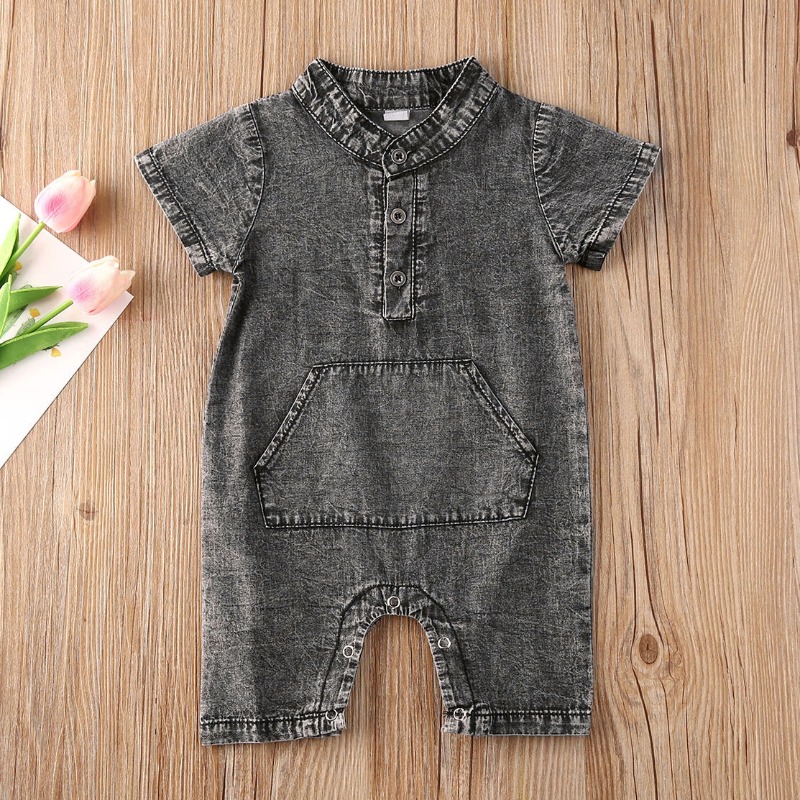

lovely Trendy Pocket Patched Grey Boy One-piece Jumpsuit