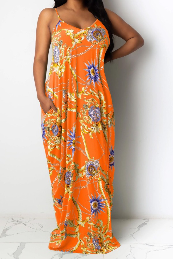 

lovely Bohemian Plants Print Croci Maxi Dress