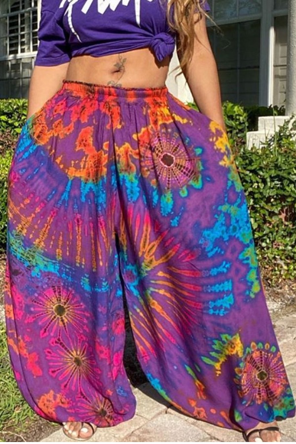 

lovely Bohemian Tie-dye Purple Pants, Pink