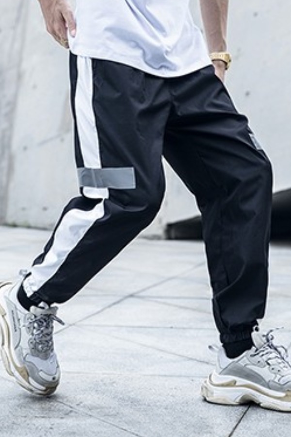 

lovely Sportswear Patchwork Black Pants