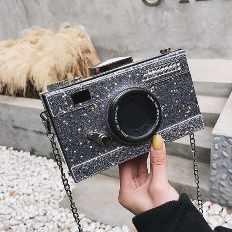 

lovely Chic Camera Silver Crossbody Bag