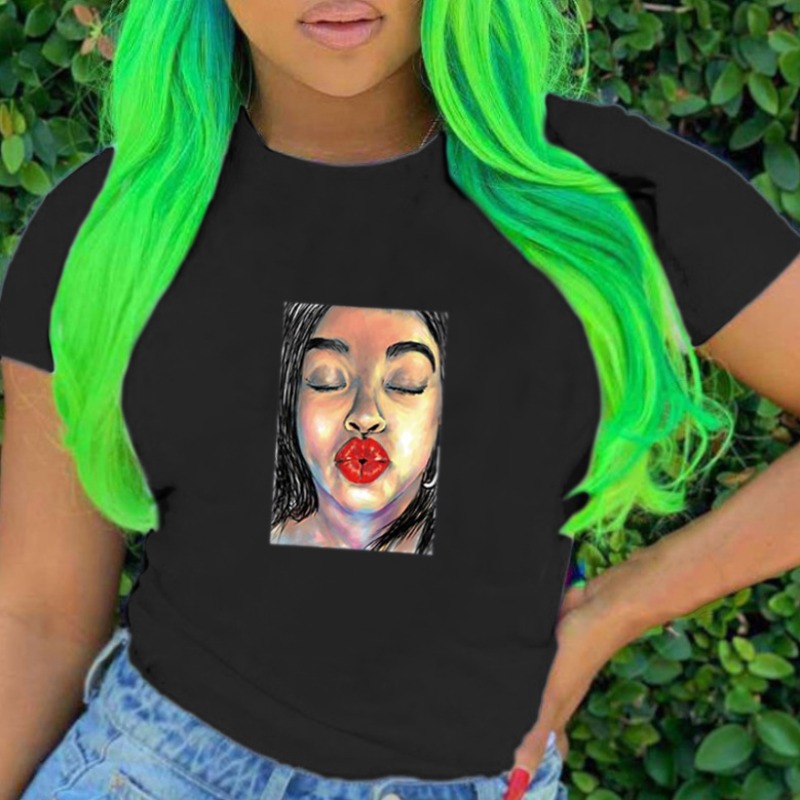 

Lovely Casual O Neck Print Black T-shirt