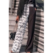 lovely Casual Letter Print Patchwork Black Pants