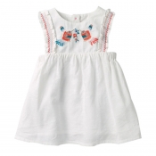 lovely Casual Embroidery White Girl Mid Calf Dress