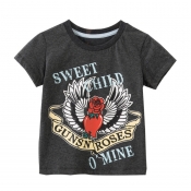 lovely Casual Letter Print Grey Boy T-shirt
