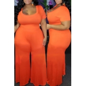 lovely Casual Orange Plus Size One-piece Jumpsuit