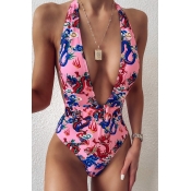 lovely Print Pink One-piece Swimsuit