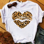 lovely Casual Lip Print Yellow T-shirt