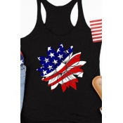 lovely Independence Day Casual Print Black Camisol